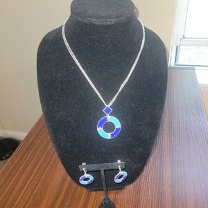 Blue and Silver Necklace Set